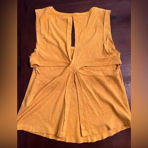 Anthropologie Pilcro Mustard Yellow Tank Top Size Small EUC Open Cross Back